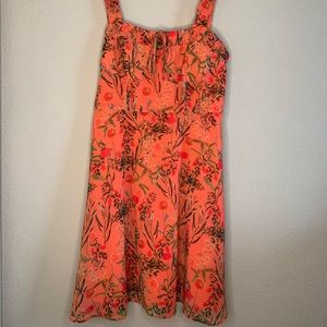 Orange Floral Gianni Bini Dress. Size 4. Loose but shows off figure.